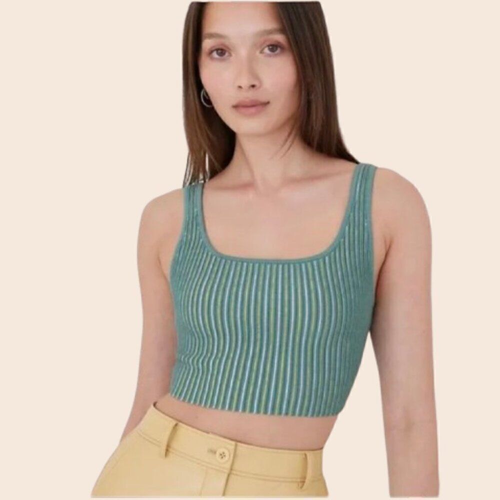 Aritzia Babaton Sculpt Knit Tank in Yucca Green Size Medium